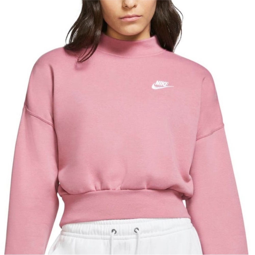 Nike Pink Cropped Long Sleeve Sweatshirt - Size L - Like New